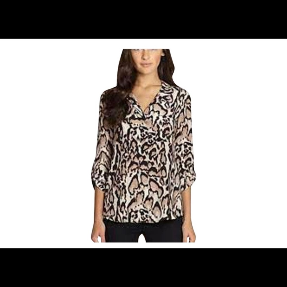 Diana Von Furstenberg Lorelei Leopard-Print Silk Chiffon Blouse in Size 4